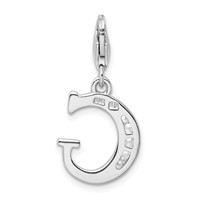 Amore La Vita Sterling Silver Rhodium-plated Polished CZ Letter G Initial Charm with Fancy Lobster Clasp view 3