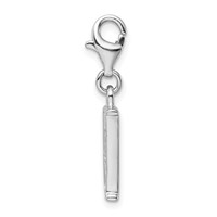 Amore La Vita Sterling Silver Rhodium-plated Polished CZ Letter H Initial Charm with Fancy Lobster Clasp view 2