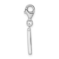Amore La Vita Sterling Silver Rhodium-plated Polished CZ Letter I Initial Charm with Fancy Lobster Clasp view 2