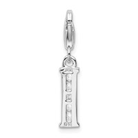 Amore La Vita Sterling Silver Rhodium-plated Polished CZ Letter I Initial Charm with Fancy Lobster Clasp view 3