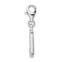 Amore La Vita Sterling Silver Rhodium-plated Polished CZ Letter J Initial Charm with Fancy Lobster Clasp view 2