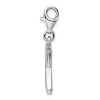 Amore La Vita Sterling Silver Rhodium-plated Polished CZ Letter K Initial Charm with Fancy Lobster Clasp view 2