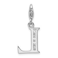 Amore La Vita Sterling Silver Rhodium-plated Polished CZ Letter L Initial Charm with Fancy Lobster Clasp view 3