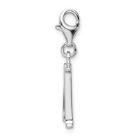 Amore La Vita Sterling Silver Rhodium-plated Polished CZ Letter M Initial Charm with Fancy Lobster Clasp view 2