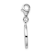 Amore La Vita Sterling Silver Rhodium-plated Polished CZ Letter O Initial Charm with Fancy Lobster Clasp view 2