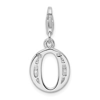 Amore La Vita Sterling Silver Rhodium-plated Polished CZ Letter O Initial Charm with Fancy Lobster Clasp view 3