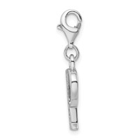 Amore La Vita Sterling Silver Rhodium-plated Polished CZ Letter P Initial Charm with Fancy Lobster Clasp view 2