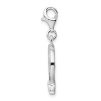 Amore La Vita Sterling Silver Rhodium-plated Polished CZ Letter Q Initial Charm with Fancy Lobster Clasp view 2