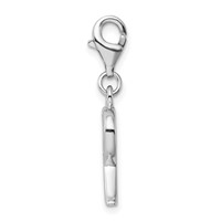 Amore La Vita Sterling Silver Rhodium-plated Polished CZ Letter R Initial Charm with Fancy Lobster Clasp view 2