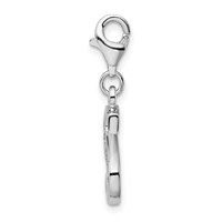 Amore La Vita Sterling Silver Rhodium-plated Polished CZ Letter S Initial Charm with Fancy Lobster Clasp view 2