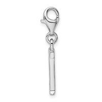 Amore La Vita Sterling Silver Rhodium-plated Polished CZ Letter T Initial Charm with Fancy Lobster Clasp view 2