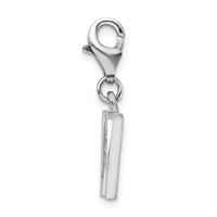Amore La Vita Sterling Silver Rhodium-plated Polished CZ Letter W Initial Charm with Fancy Lobster Clasp view 2
