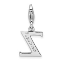 Amore La Vita Sterling Silver Rhodium-plated Polished CZ Letter Z Initial Charm with Fancy Lobster Clasp view 3