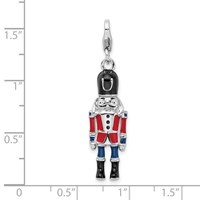 Amore La Vita Sterling Silver Rhodium-plated Polished 3-D Enameled Nut Cracker Charm with Fancy Lobster Clasp view 4