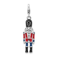 Amore La Vita Sterling Silver Rhodium-plated Polished 3-D Enameled Nut Cracker Charm with Fancy Lobster Clasp view 1
