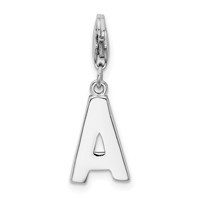Amore La Vita Sterling Silver Rhodium-plated Polished CZ Letter a Initial Charm with Fancy Lobster Clasp view 3