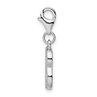 Amore La Vita Sterling Silver Rhodium-plated Polished CZ Letter B Initial Charm with Fancy Lobster Clasp view 2