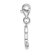 Amore La Vita Sterling Silver Rhodium-plated Polished CZ Letter C Initial Charm with Fancy Lobster Clasp view 2