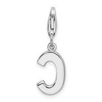 Amore La Vita Sterling Silver Rhodium-plated Polished CZ Letter C Initial Charm with Fancy Lobster Clasp view 3