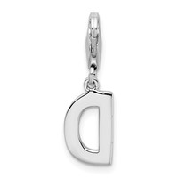 Amore La Vita Sterling Silver Rhodium-plated Polished CZ Letter D Initial Charm with Fancy Lobster Clasp view 3
