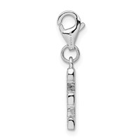 Amore La Vita Sterling Silver Rhodium-plated Polished CZ Letter E Initial Charm with Fancy Lobster Clasp view 2