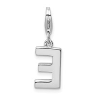Amore La Vita Sterling Silver Rhodium-plated Polished CZ Letter E Initial Charm with Fancy Lobster Clasp view 3