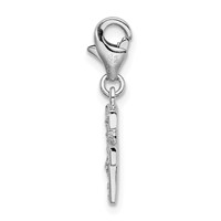 Amore La Vita Sterling Silver Rhodium-plated Polished CZ Letter F Initial Charm with Fancy Lobster Clasp view 2