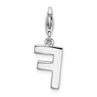 Amore La Vita Sterling Silver Rhodium-plated Polished CZ Letter F Initial Charm with Fancy Lobster Clasp view 3