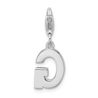 Amore La Vita Sterling Silver Rhodium-plated Polished CZ Letter G Initial Charm with Fancy Lobster Clasp view 3