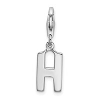 Amore La Vita Sterling Silver Rhodium-plated Polished CZ Letter H Initial Charm with Fancy Lobster Clasp view 3
