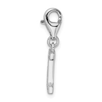 Amore La Vita Sterling Silver Rhodium-plated Polished CZ Letter I Initial Charm with Fancy Lobster Clasp view 2