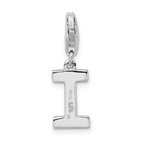 Amore La Vita Sterling Silver Rhodium-plated Polished CZ Letter I Initial Charm with Fancy Lobster Clasp view 3