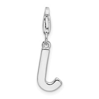 Amore La Vita Sterling Silver Rhodium-plated Polished CZ Letter J Initial Charm with Fancy Lobster Clasp view 3