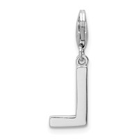 Amore La Vita Sterling Silver Rhodium-plated Polished CZ Letter L Initial Charm with Fancy Lobster Clasp view 3