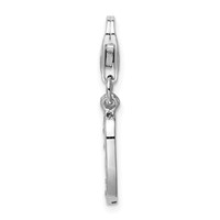 Amore La Vita Sterling Silver Rhodium-plated Polished CZ Numeral 0 Charm with Fancy Lobster Clasp view 2