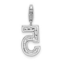 Sterling Silver RH CZ Numeral 5 Charm with Lobster Clasp view 3