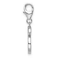 Sterling Silver RH CZ Numeral 6 Charm with Lobster Clasp view 2