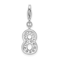 Sterling Silver RH CZ Numeral 8 Charm with Lobster Clasp view 3