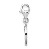 Amore La Vita Sterling Silver Rhodium-plated Polished CZ Letter O Initial Charm with Fancy Lobster Clasp view 2