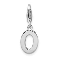 Amore La Vita Sterling Silver Rhodium-plated Polished CZ Letter O Initial Charm with Fancy Lobster Clasp view 3