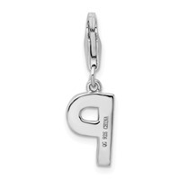 Amore La Vita Sterling Silver Rhodium-plated Polished CZ Letter P Initial Charm with Fancy Lobster Clasp view 3