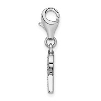Amore La Vita Sterling Silver Rhodium-plated Polished CZ Letter R Initial Charm with Fancy Lobster Clasp view 2