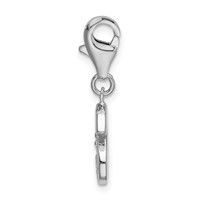 Amore La Vita Sterling Silver Rhodium-plated Polished CZ Letter S Initial Charm with Fancy Lobster Clasp view 2