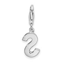 Amore La Vita Sterling Silver Rhodium-plated Polished CZ Letter S Initial Charm with Fancy Lobster Clasp view 3