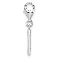 Amore La Vita Sterling Silver Rhodium-plated Polished CZ Letter T Initial Charm with Fancy Lobster Clasp view 2