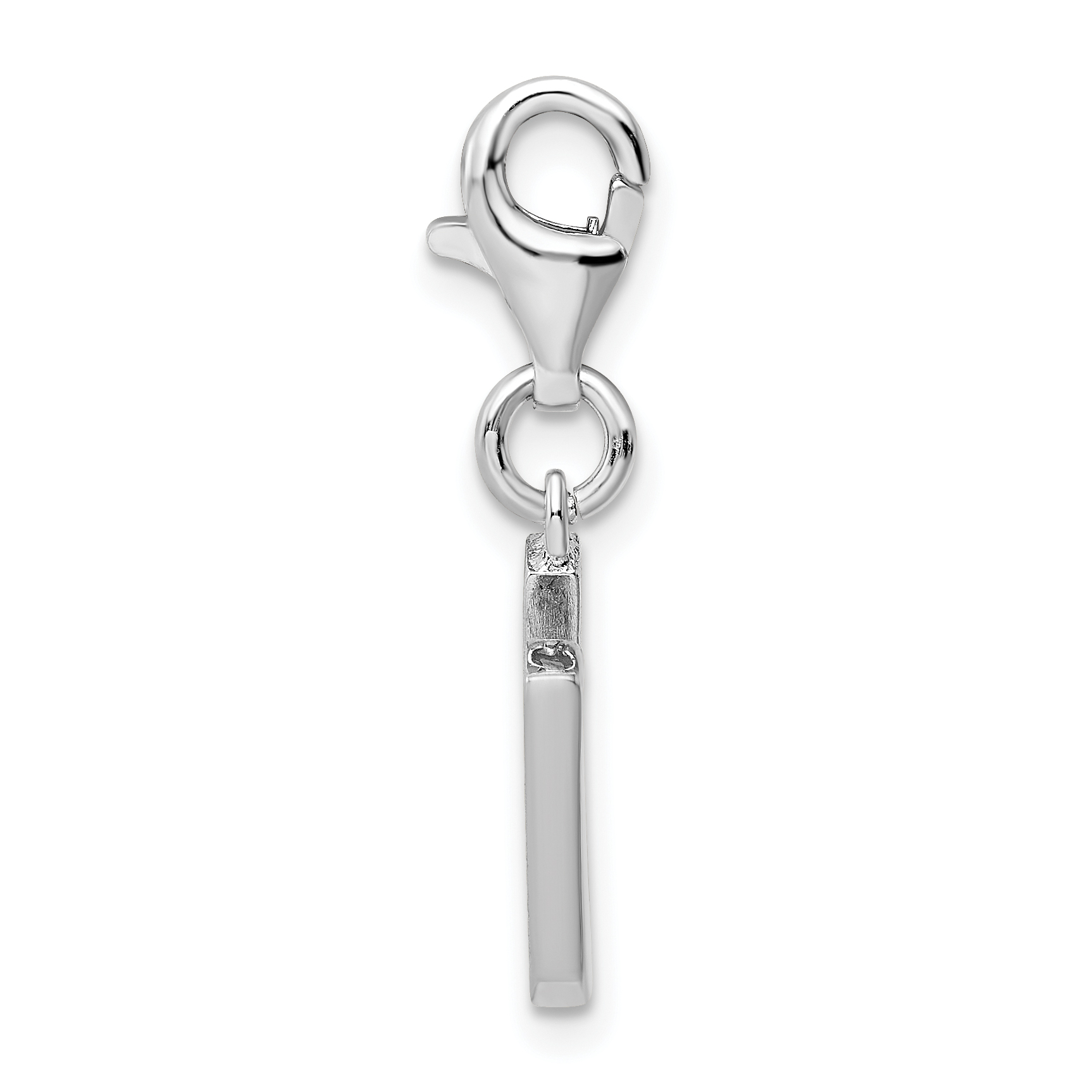 Amore La Vita Silver Polished CZ Letter U Initial Charm with Fancy Lobster Clas - Picture 2 of 3