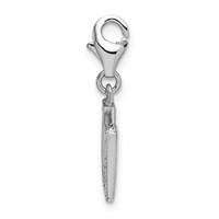 Amore La Vita Sterling Silver Rhodium-plated Polished CZ Letter V Initial Charm with Fancy Lobster Clasp view 2