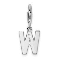 Amore La Vita Sterling Silver Rhodium-plated Polished CZ Letter W Initial Charm with Fancy Lobster Clasp view 3