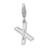 Amore La Vita Sterling Silver Rhodium-plated Polished CZ Letter X Initial Charm with Fancy Lobster Clasp view 3