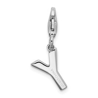 Amore La Vita Sterling Silver Rhodium-plated Polished CZ Letter Y Initial Charm with Fancy Lobster Clasp view 3